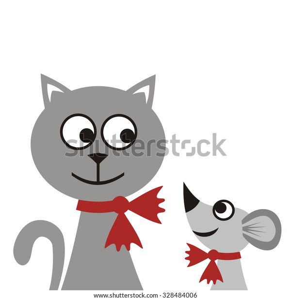 Cat Mouse Friends Cute Cartoon Vector Stock Vector Royalty Free