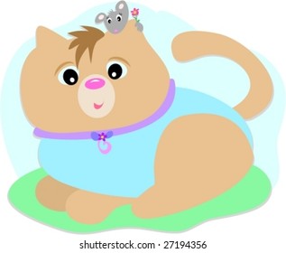 Cat and Mouse are Friends Vector