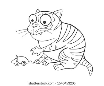 Cat Mouse Funny Character Coloring Book Stock Vector (Royalty Free ...
