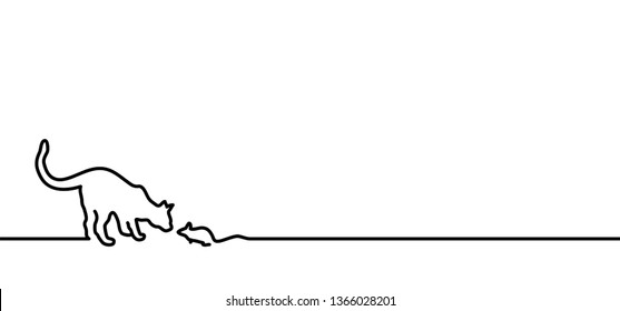 Cat Mouse line silhouette Animals footprint foot feet footsteps puss pussy mouse meow funny fun silhouette lucky walking paws canine comic vector icon bones bone sign pet lovers pet sitter clip art