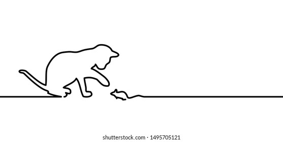 Cat Mouse line silhouette Animals footprint foot feet footsteps puss pussy mouse meow funny fun silhouette lucky walking paws canine comic vector icon bones bone sign pet lovers pet sitter clip art