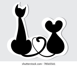 Cat and mouse on a white background