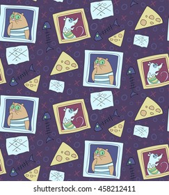 cat and mouse play ticktactoe with dark background