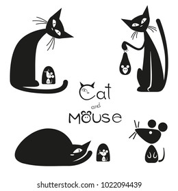 Cat and Mouse. A set of vector drawings "Cat and Mouse". EPS-8.