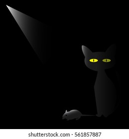 Cat and mouse, symbol, icon, logo.