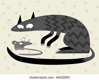 Cat and mouse - vector