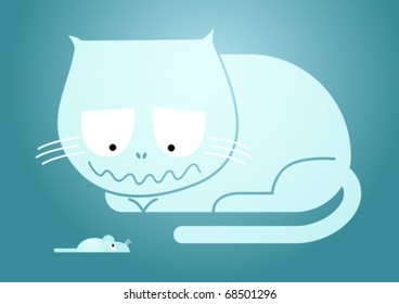 Cat and the mouse - vector