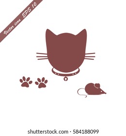cat and mouse vector icon