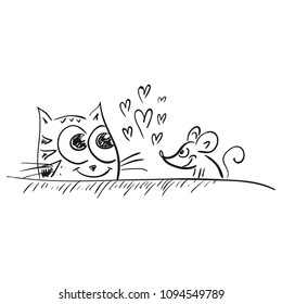Cat and mouse. Vector illustration
