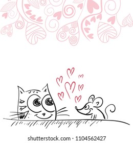 Cat and mouse. Vector illustration