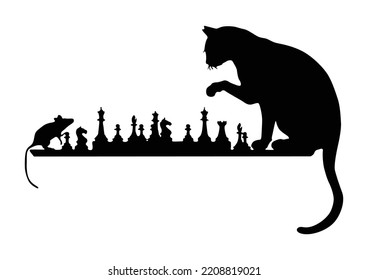 cat mouse wall decal playing chess sticker art décor bedroom 