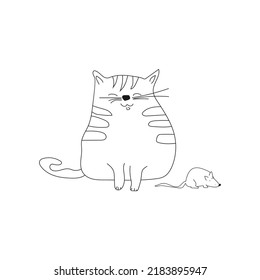 a cat and a mouse.hand-drawn.a set for your design work.vector illustration.isolated on a white background.high quality