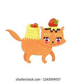 cat muffin, vector illustration
