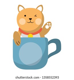 Cat in mug cartoon