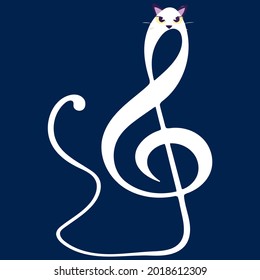 cat music note artreble clef musician gift jersey best vector design illustration print poster