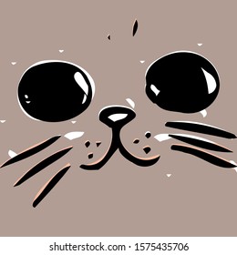 Cat muzzle in gray tones.