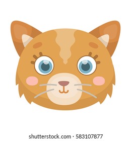 Cat muzzle icon in cartoon style isolated on white background. Animal muzzle symbol stock vector illustration.