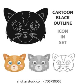Cat muzzle icon in cartoon style isolated on white background. Animal muzzle symbol stock vector illustration.