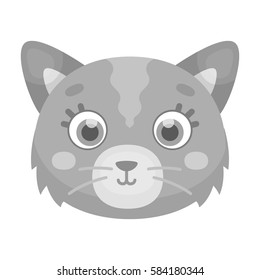 Cat muzzle icon in monochrome style isolated on white background. Animal muzzle symbol stock vector illustration.
