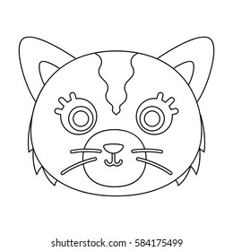 Cat muzzle icon in outline style isolated on white background. Animal muzzle symbol stock vector illustration.