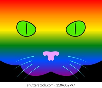 Cat muzzle, LGBT symbol, rainbow colors, vector