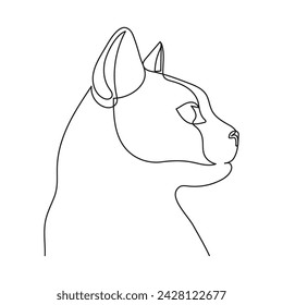 Cat muzzle, one continuous line drawing. Simple minimalist abstract animal. Hand drawn silhouette of pet cat. Vector outline illustration