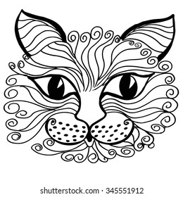 cat muzzle zentangle graphic art