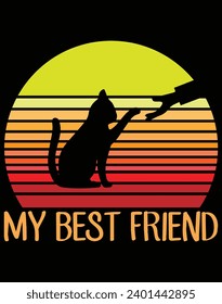 Cat my best friend - EPS file for cutting machine. You can edit and print this vector art with EPS editor.