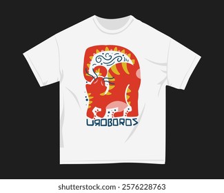 Cat naive cartoon vector t shirt design, Naive funny cartoon graphic t-shirt. Art design for clothing design. Apparel design.