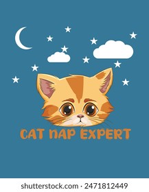 cat nap expert t shirt design this vector for t shirt and other uses