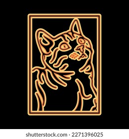 Cat neon line art vector illustration