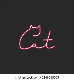 cat neon vector silhouette with pink color, suitable use for sign, symbol, or element design