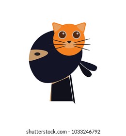 Cat Ninja Logo Icon Design