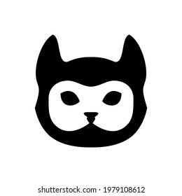 cat ninja mask in black and white, simple cat logo icon.