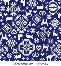 Cat Nordic  pattern illustration
