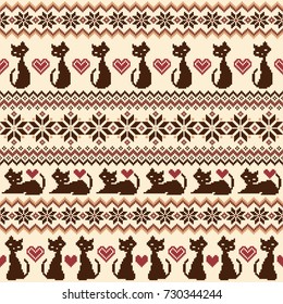 Cat Nordic  pattern illustration