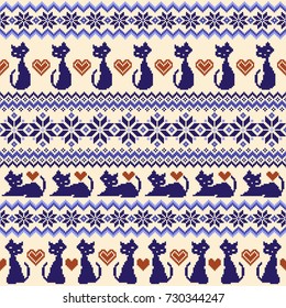 Cat Nordic  pattern illustration