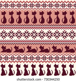 Cat Nordic  pattern illustration