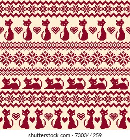 Cat Nordic  pattern illustration