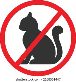 Cat not allow icon, warning icon vector