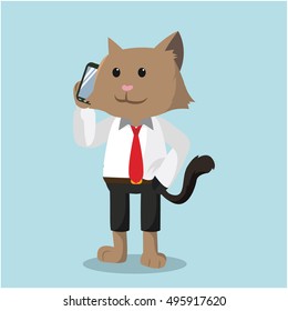 cat office calling with phone