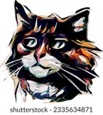 cat oil paint vector graphics