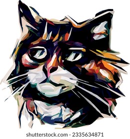 cat oil paint vector graphics