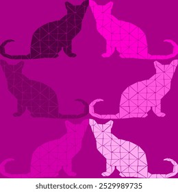 cat ombre pink mosaic stencil abstract seamless geometric graphic watercolor pastel  artwork decoration vector ethnic simple template wallpaper print fabric pattern doodle cute curve line hand drawn 
