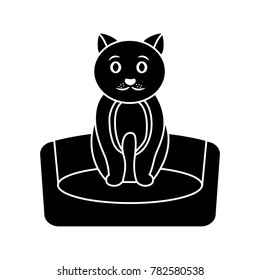 cat on bed cartoon pet icon image 