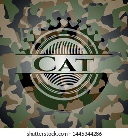 Cat  on camo pattern. Vector Illustration. Detailed.