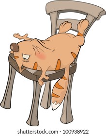 Cat on a chair. Cartoon