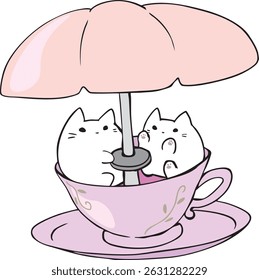 A cat on a coffee cup