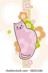 cat on a floral background