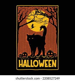 cat on a halloween illustration